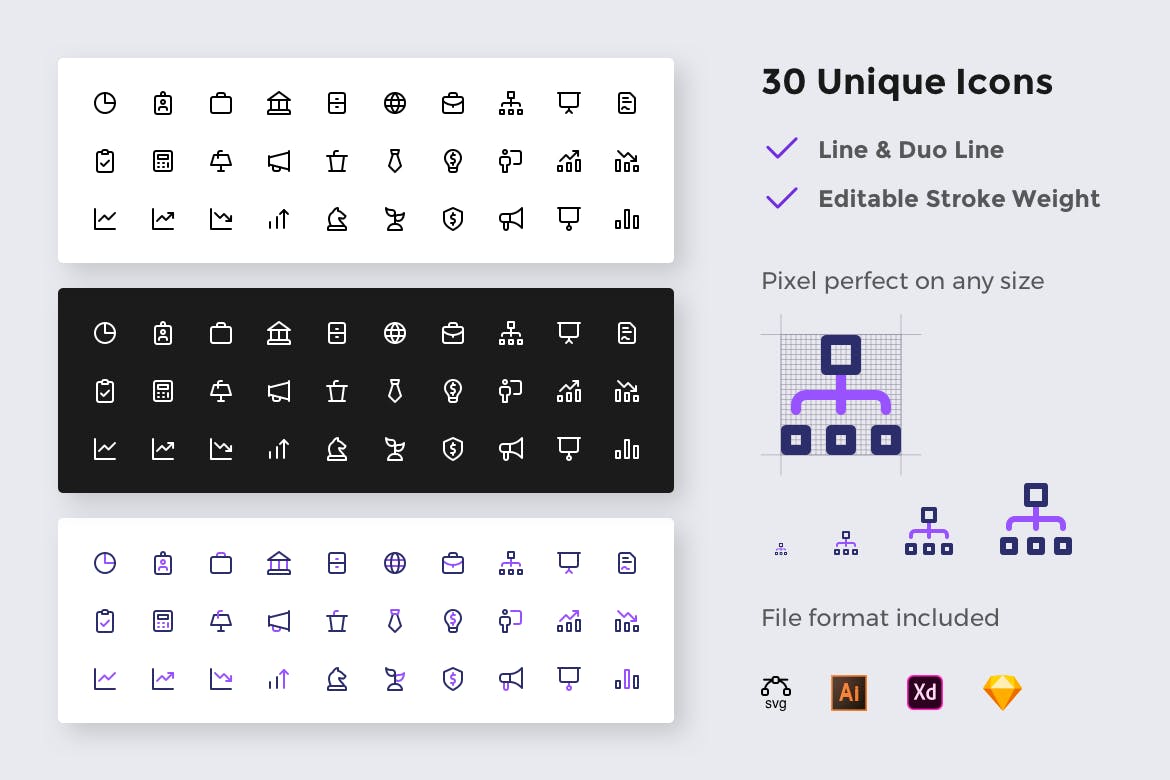 简约风商务主题UI设计线性图标矢量素材 Simplea Line – Business Icon Set插图(1)