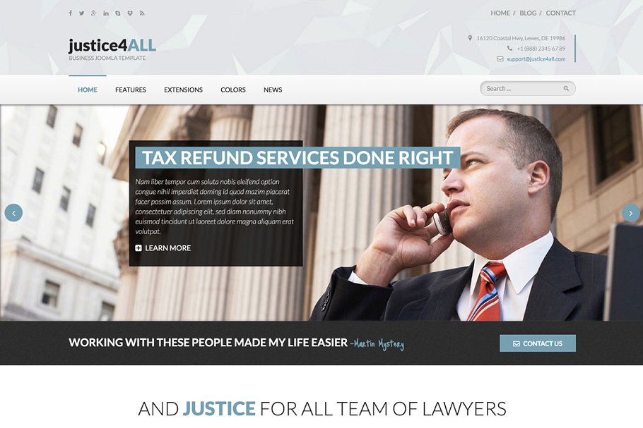 律师事务所官网Joomla模板素材库精选 Hot Justice插图(1)