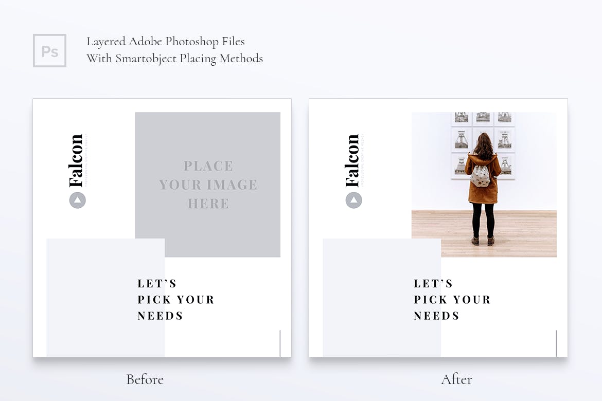 创意设计代理Instagram&Facebook文章贴图模板素材库精选 FALCON Creative Agency Instagram & Facebook Post插图(3)