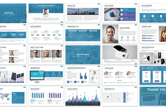 创业团队项目介绍创业公司简介PPT演示模板 Nextar – Multipurpose Powerpoint Template插图(1)