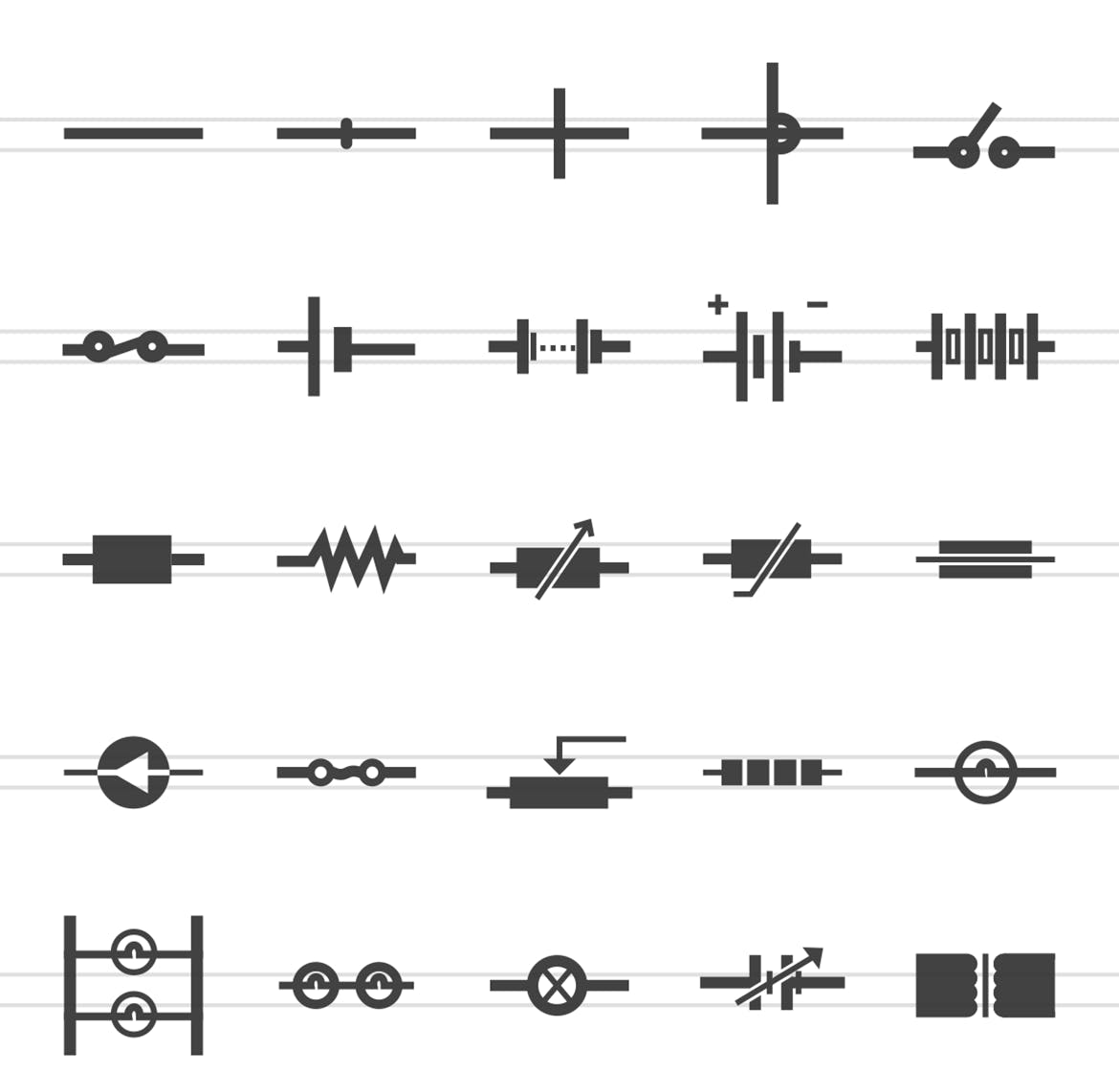 50枚电路线路板主题黑色字体素材库精选图标 50 Electric Circuits Glyph Icons插图(1)