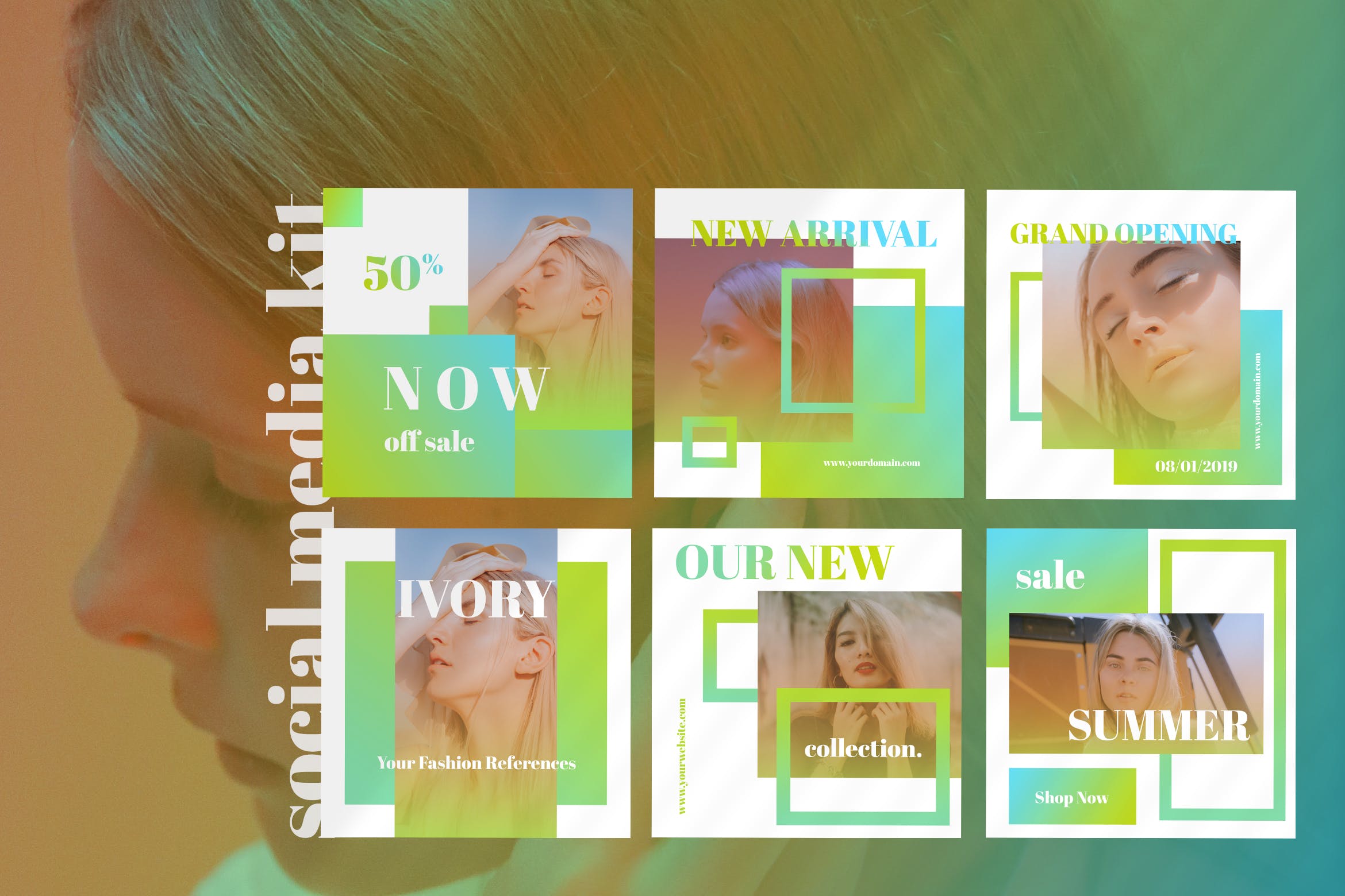 时尚品牌社交推广设计模板素材库精选素材 Ivory – Social Media Kit插图