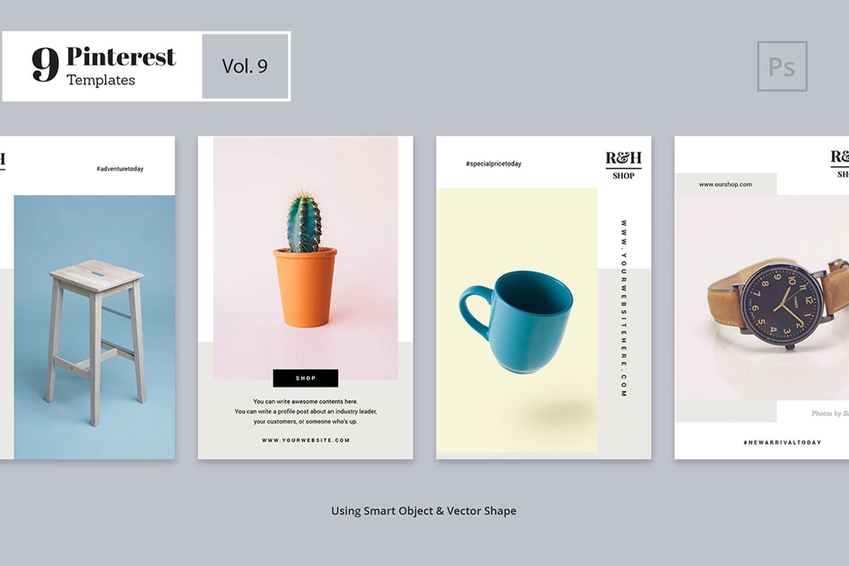 极简主义Pinterest社交网站Banner模板素材库精选Vol.9 Pinterest Templates Vol. 9插图