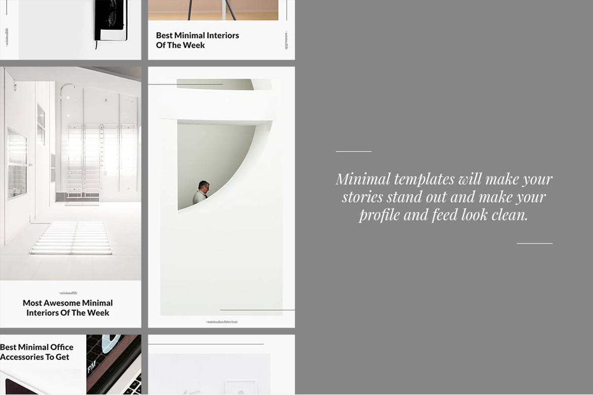 极简主义设计风格Instagram社交设计素材包 Belgrade Minimal Instagram Pack插图(2)