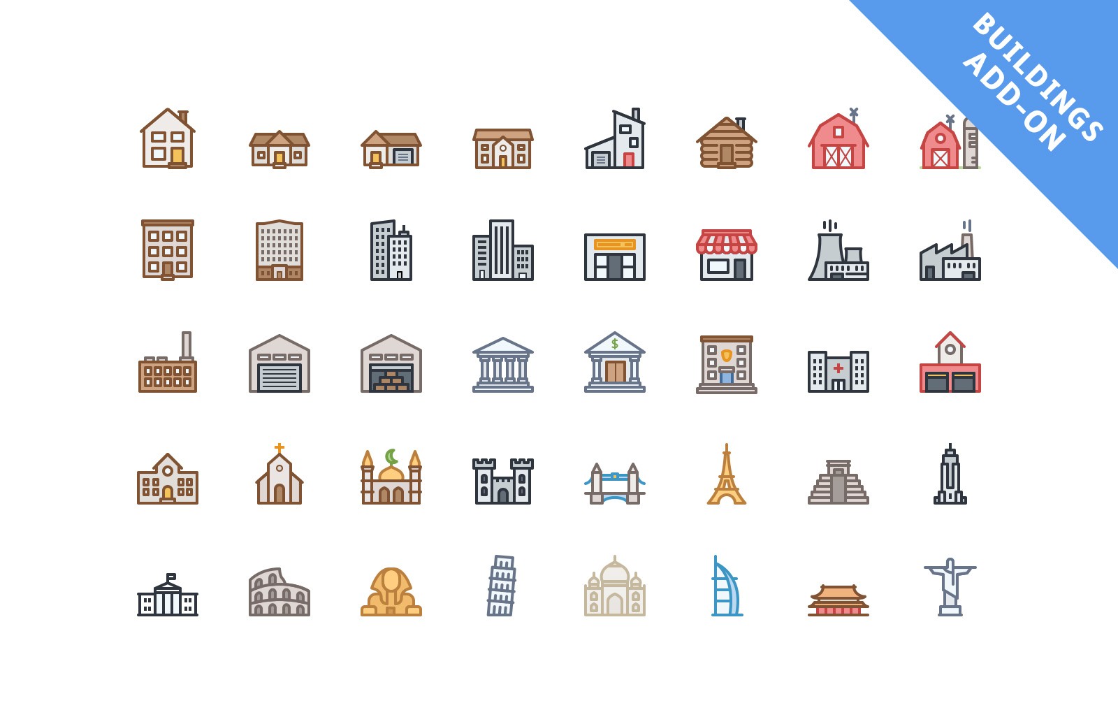 540枚多彩图标集 Vector Line Icons – Color插图(1)