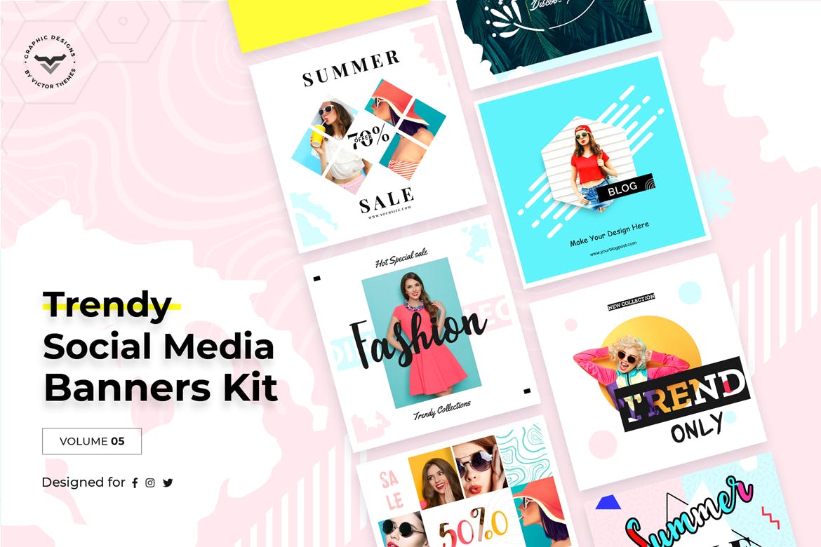 20+社交新媒体平台广告Banner图设计模板v Social Media Templates Volume V插图(1)