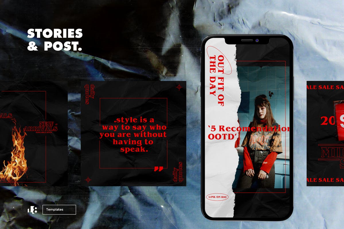 潮牌Instagram社交推广撕纸设计风格模板素材库精选 Instagram Template插图(5)