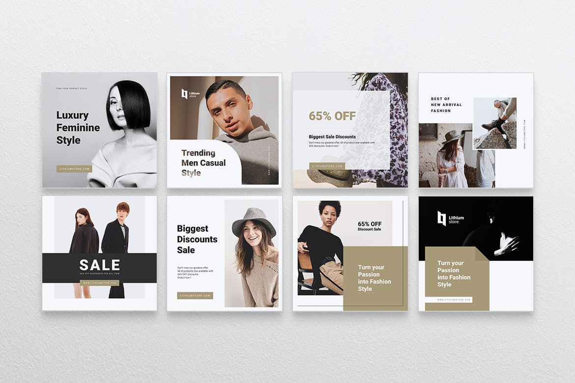 高端时尚品牌社交平台促销推广设计素材 LITHIUM Fashion Social Media Post插图(4)