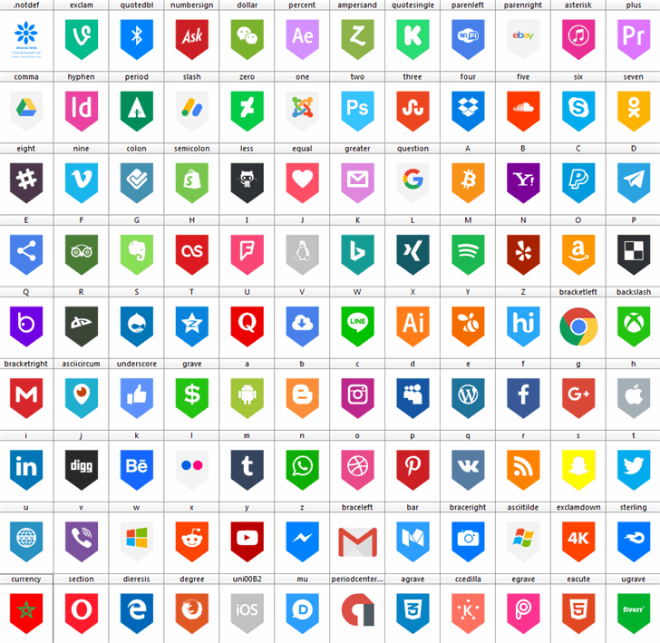 Bottons Social Media font插图