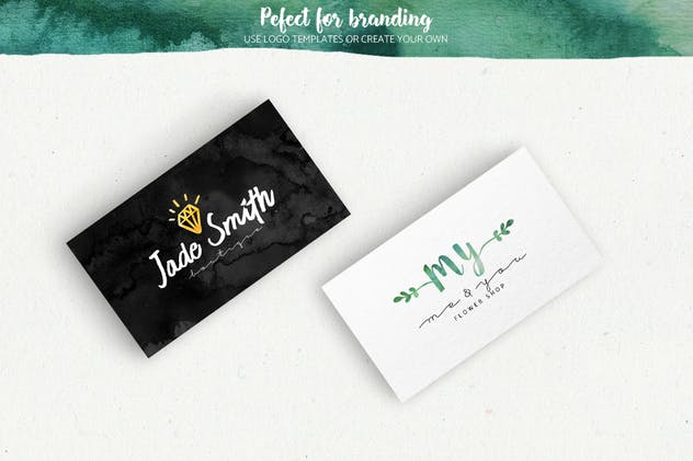 预制水彩设计风格品牌Logo设计模板集 Premade watercolor logo creator kit插图(1)