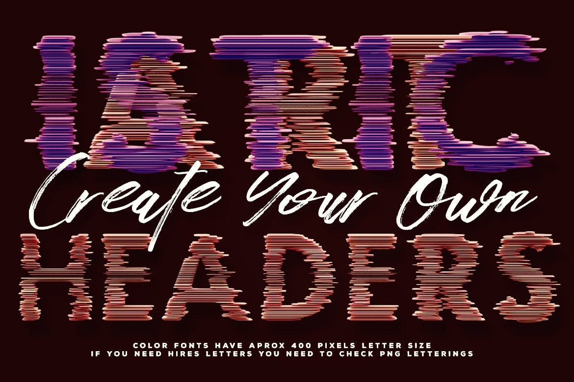 混沌分层彩色装饰字体 Chaos Layers Color Font插图(3)