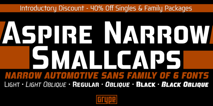 Aspire Narrow Small Caps Font Family插图
