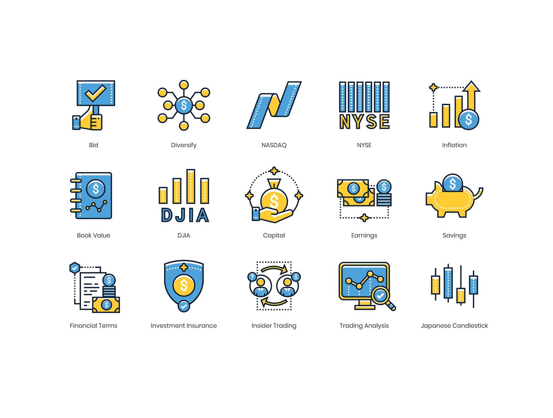 素材库下午茶：投资行业矢量图标下载插图(3)