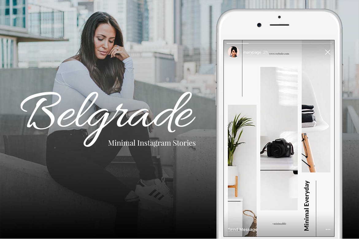 50款极简主义设计风格Instagram品牌故事设计模板素材库精选 Belgrade 50 Minimal Instagram Stories插图