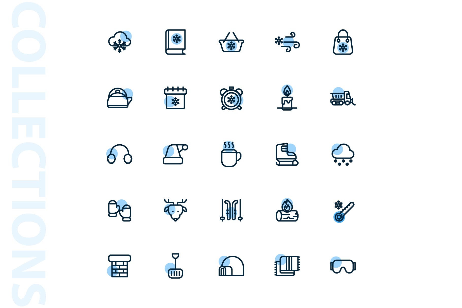 25枚冬天主题矢量阴影素材库精选图标v2 Winter Shape Icons插图(2)