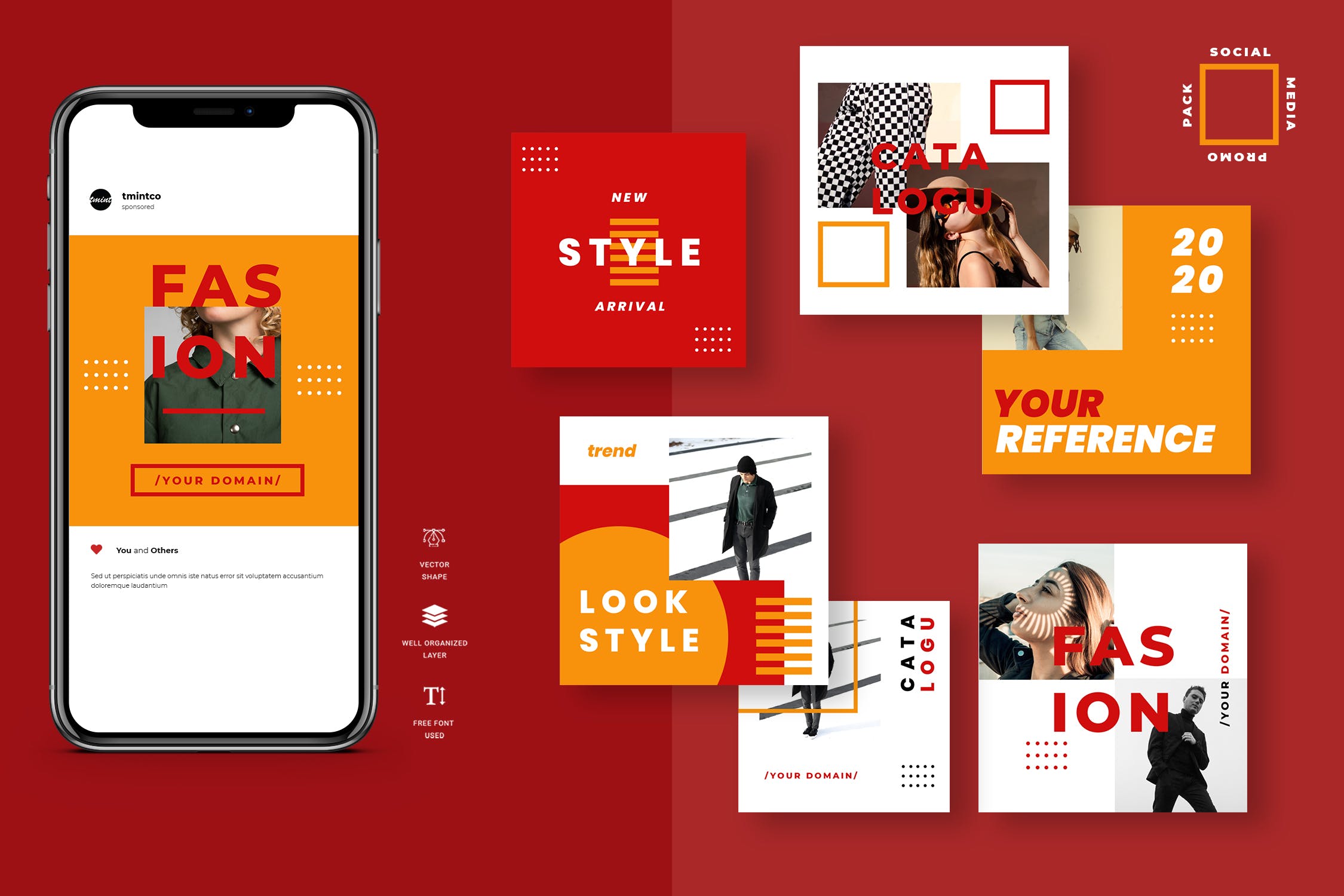 Instagram贴文广告双色调风格设计模板素材库精选 Four Duotone Instagram Post Template插图
