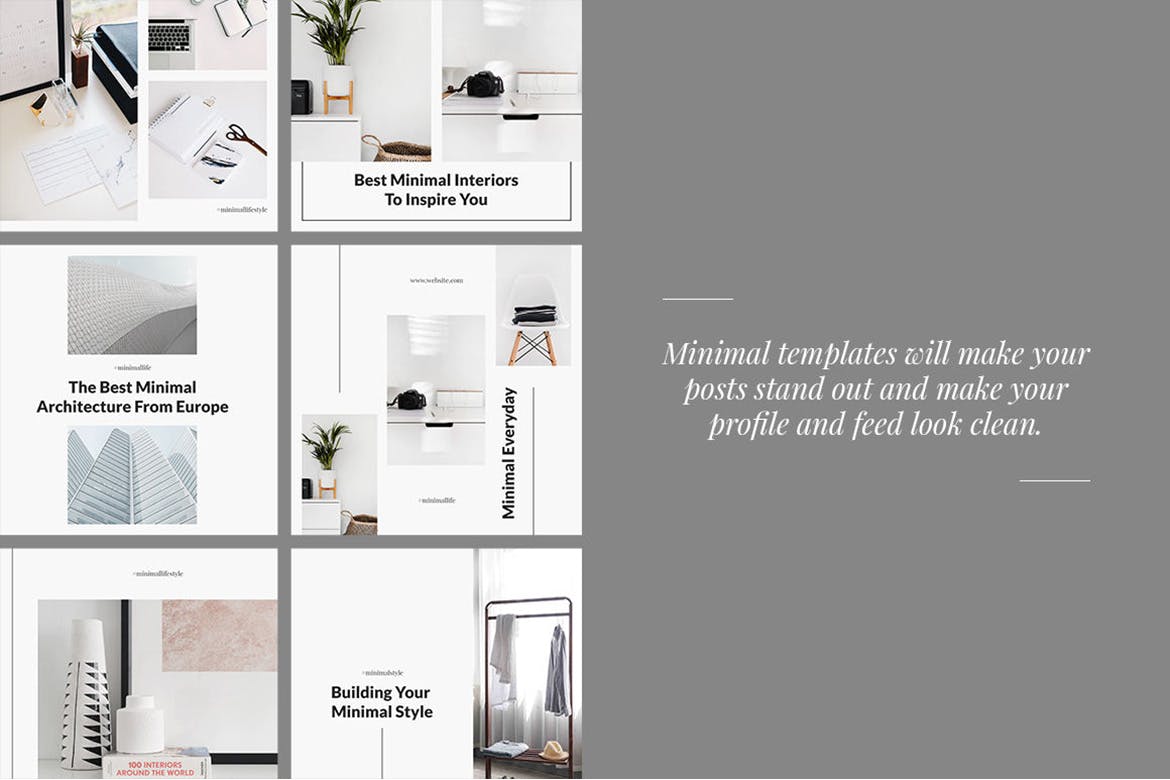 极简主义设计风格Instagram社交设计素材包 Belgrade Minimal Instagram Pack插图(1)