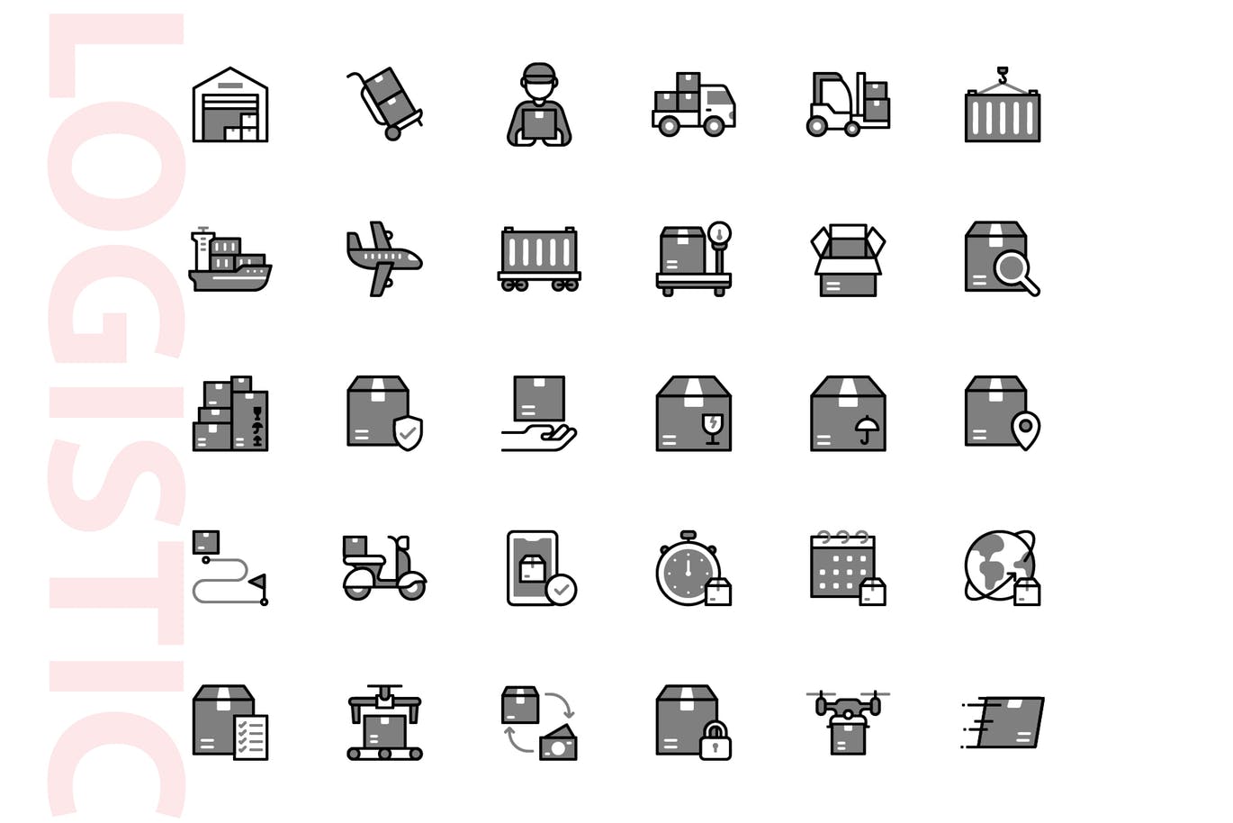 30枚Chromatic设计风格物流运输行业素材库精选图标 Logistic Chromatic插图(3)