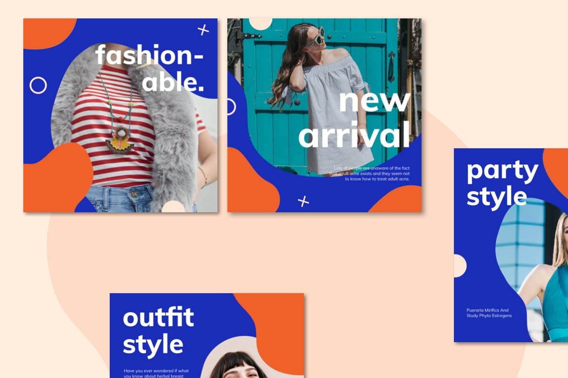 Instagram社交推广孟菲斯液体设计风格模板素材库精选 Instagram Templates Liquid Style插图(2)