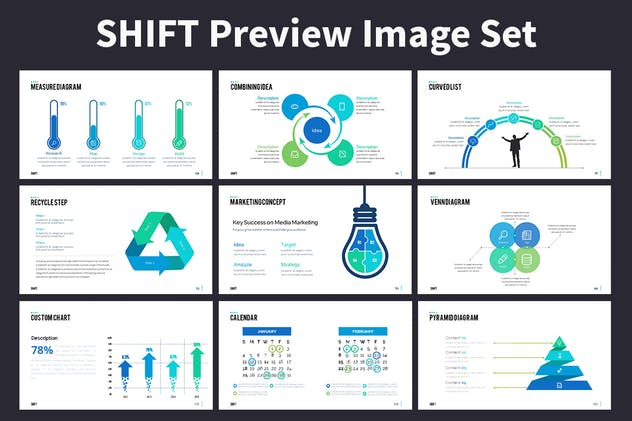数据类报告PPT幻灯片模板合集 SHIFT Powerpoint Template插图(3)