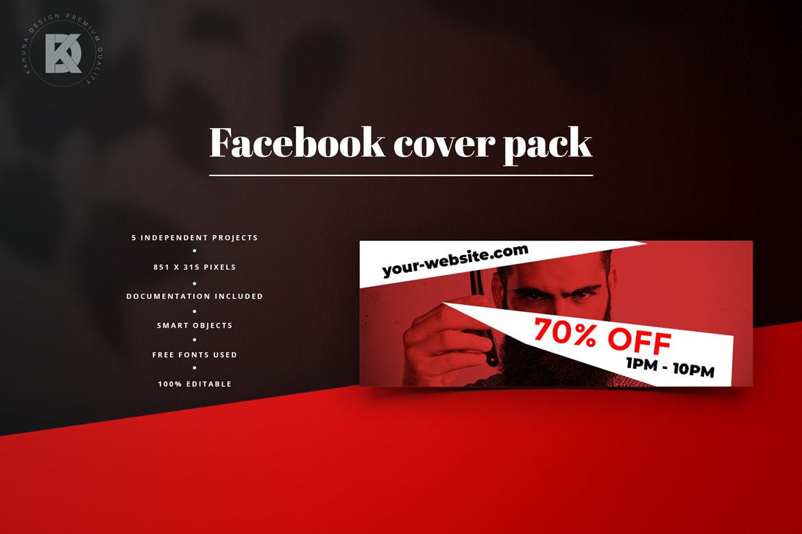 5款Facebook主页促销广告封面设计模板素材库精选 Facebook Cover Pack插图(2)