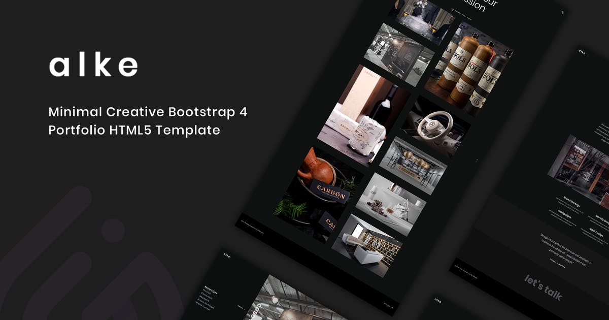 极简主义设计风格作品集HTML网站模板素材库精选 Alke – Minimal Creative Portfolio Template插图
