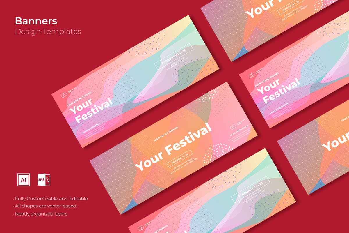 粉色系网站Banner素材库精选广告模板v14 SRTP Banners Template.14插图