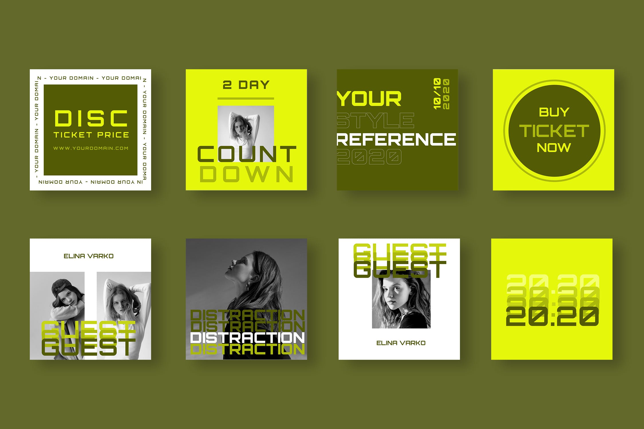 双色调设计风格Instagram文章贴图模板素材库精选 Three Duotone Instagram Post Template插图(2)