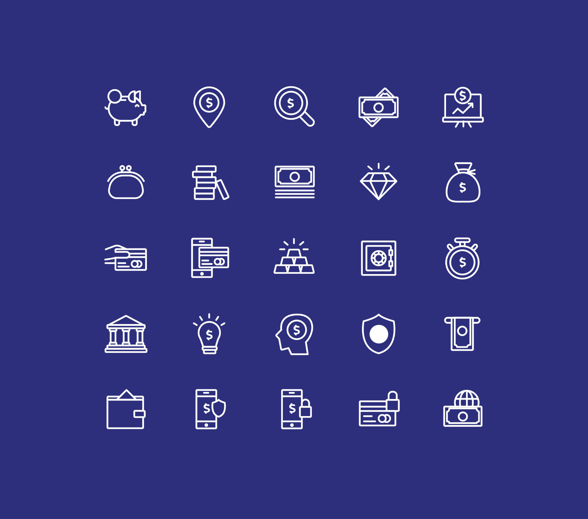 金融主题矢量线性图标设计素材 Finance Vector Line Icons插图(1)