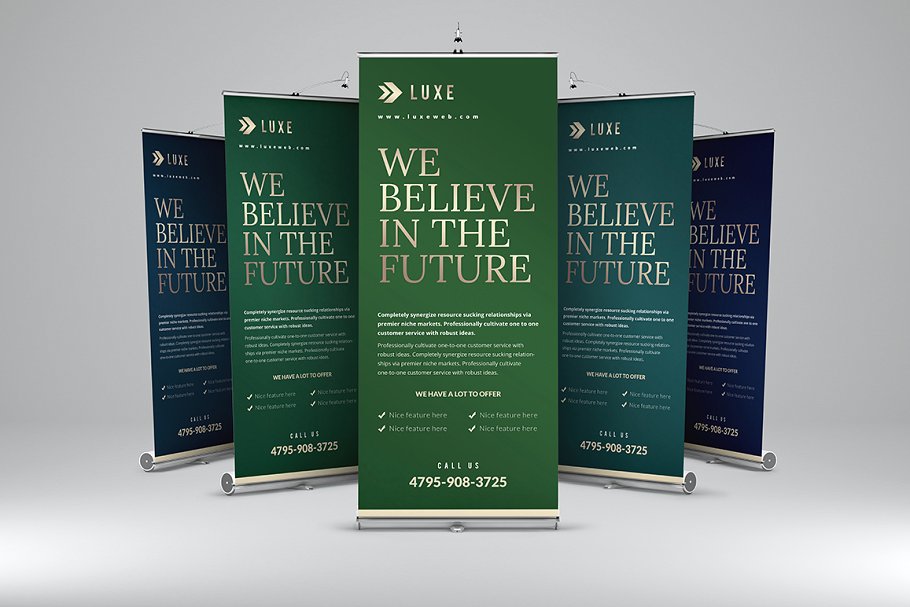 华丽的X展架广告横幅模板 Luxe – Roll-Up Banner 1插图(2)