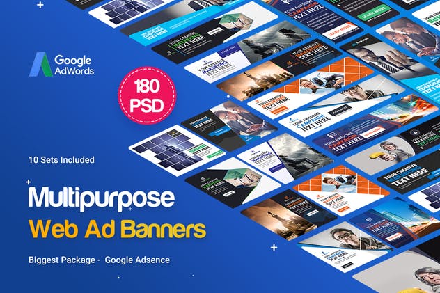 超级实用的多用途常用规格Banner素材库精选广告模板v2 Multipurpose Banners Ad – 180PSD [ 10 Sets ]插图(1)