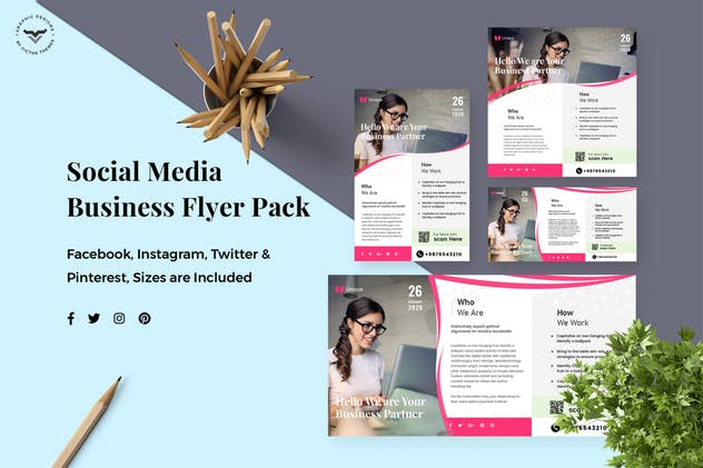 社交媒体企业宣传多尺寸广告模板v2 Business Social Media Template插图(1)