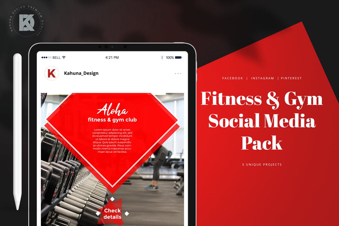 健身/健身房社交媒体横幅广告设计模板素材库精选 Fitness & Gym Social Media Banners Pack插图(1)
