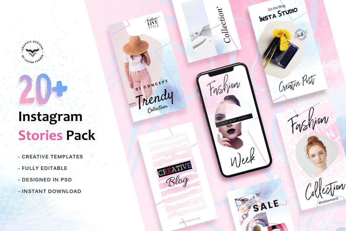 20+时尚品牌Instagram社交推广设计模板素材库精选 Instagram Stories Template插图(1)