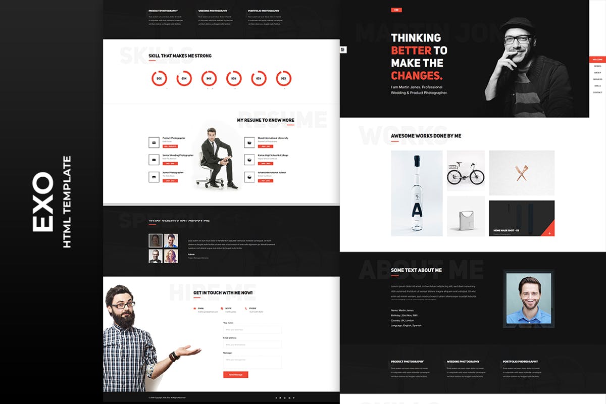 个人简历履历网站HTML模板素材库精选 EXO – Personal Portfolio Template插图