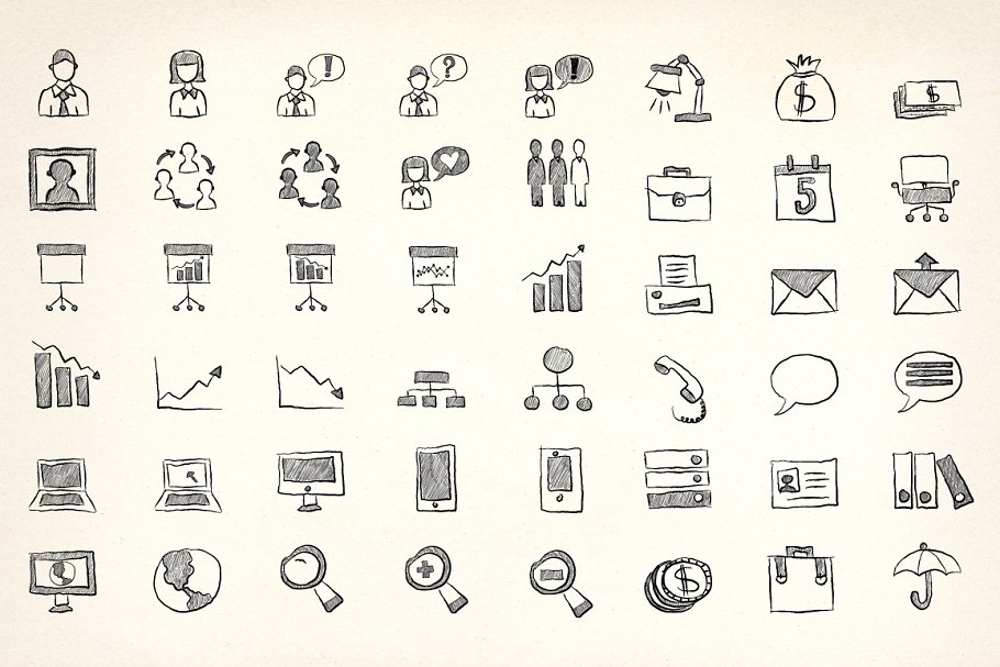 260枚铅笔手绘图标集 260 Hand Drawn Icons插图(1)