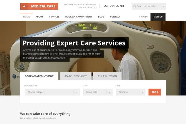 医疗保健医学主题网站设计PSD模板素材库精选 Medical Care – Medical PSD Template插图(1)