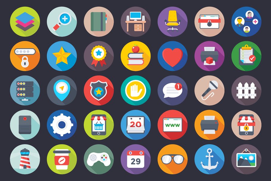 476枚商务和办公扁平化图标  476 Business and Office Flat Icons插图(5)