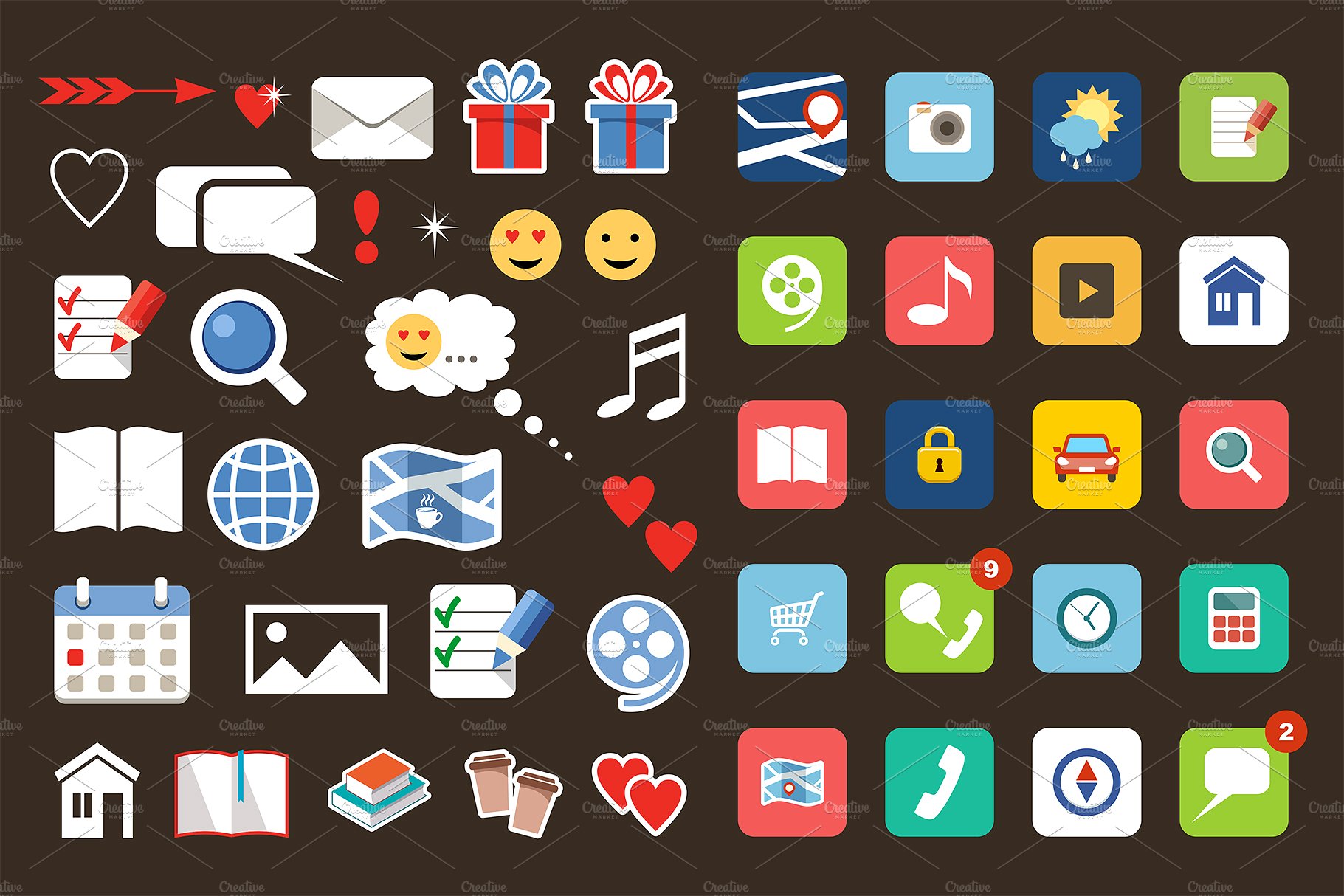 在线约会的概念图标与图形素材插图(2)