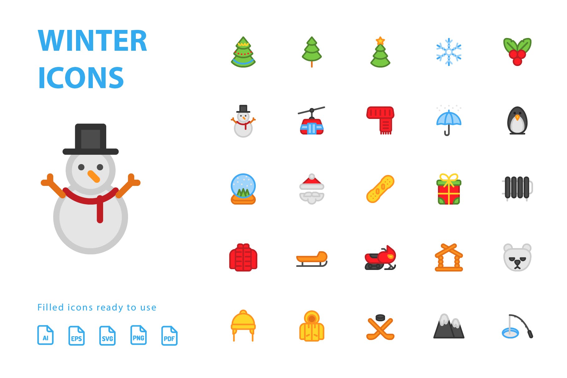 25枚冬天主题矢量填充素材库精选图标v1 Winter Filled Icons插图(2)