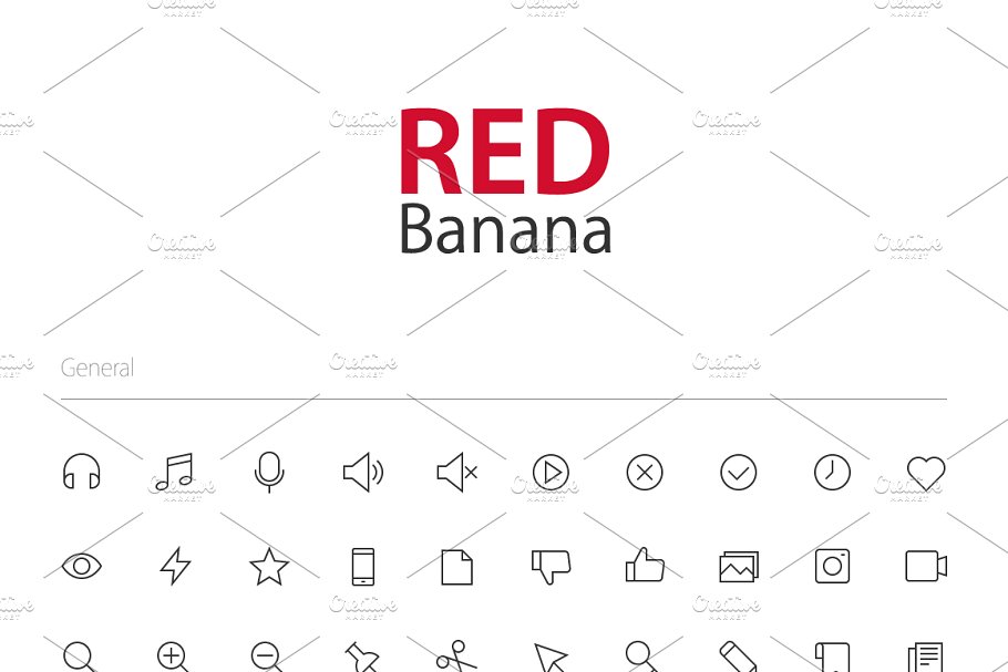 3800+多用途简约风线条图标 3800+ RED Banana Icons插图(1)