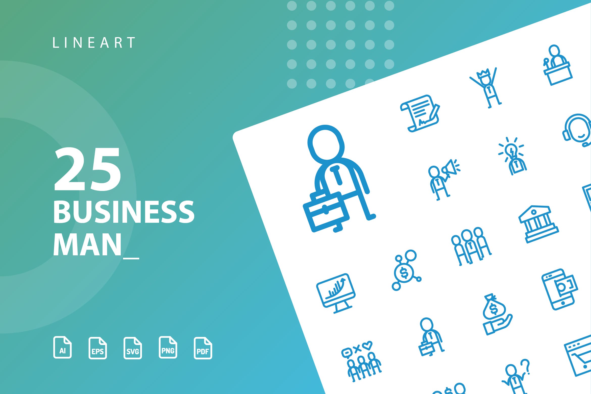 商业主题矢量线性图标设计素材 Businessman Lineart插图