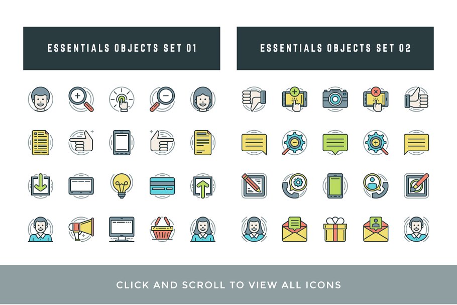 多彩扁平风线条图标 Colorful Flat Line Icons插图(6)