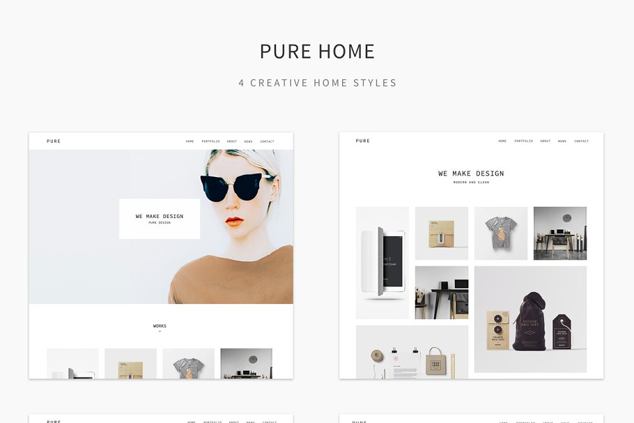 创意工作室个人博客Muse网站模板素材库精选 Pure – Full Responsive Muse Template插图(4)