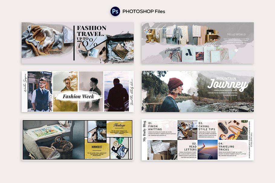 Facebook社交媒体时尚水彩画背景叠层插图(2)