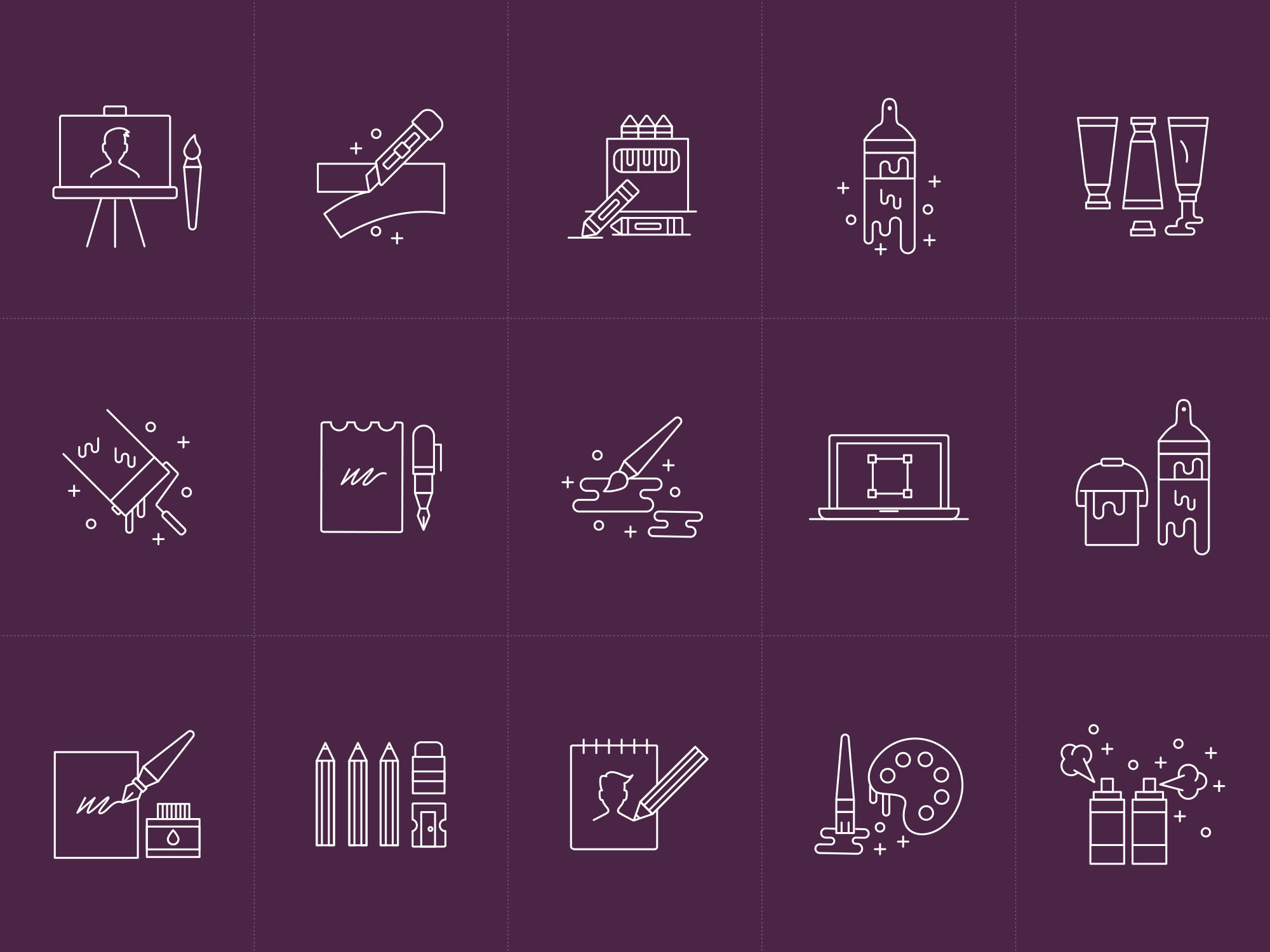 设计&艺术创作工具矢量线性素材库精选图标 Design & Art Tools Icon Set插图(1)