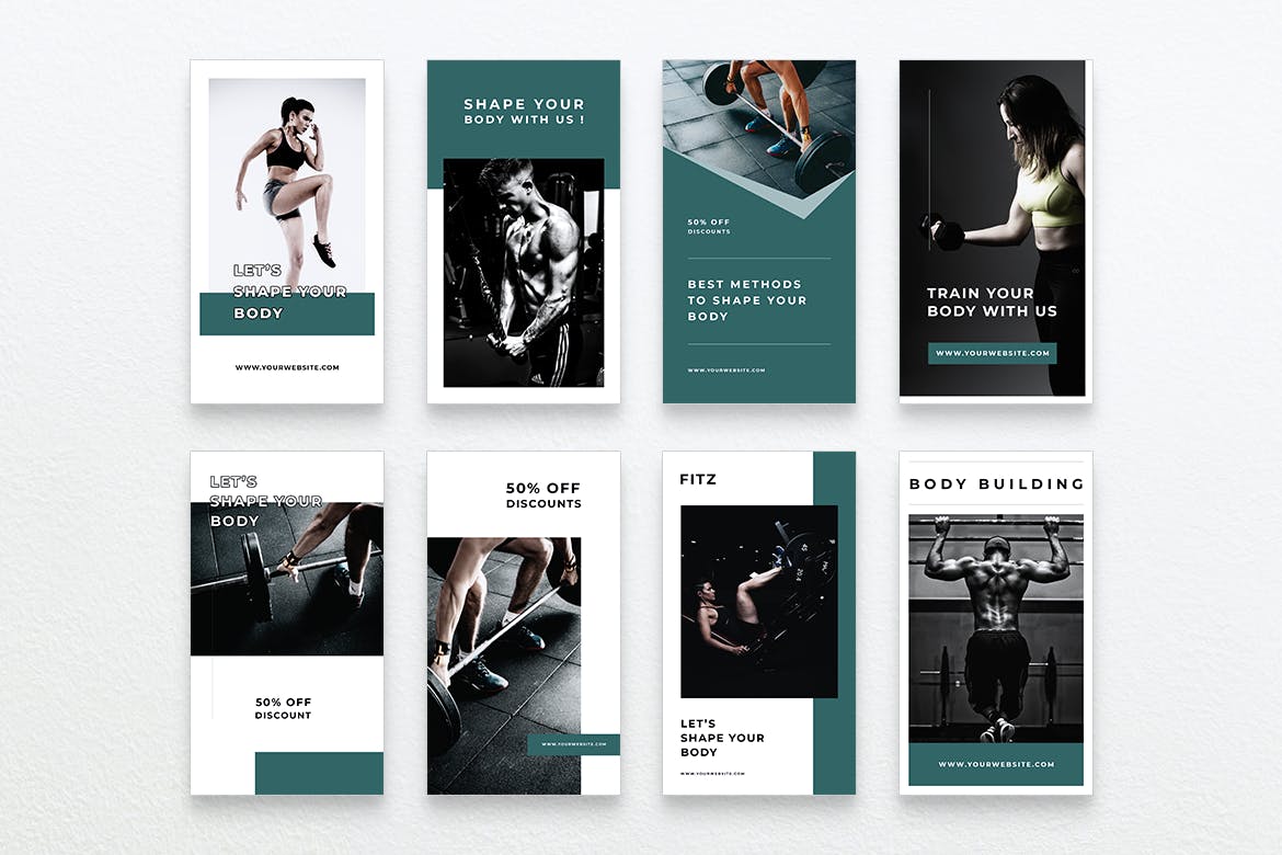 健身运动品牌故事Instagram社交设计素材 FITZ Gym & Fitness Instagram Stories插图(5)