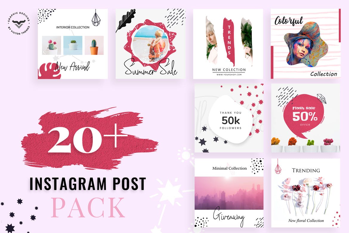 20+Instagram社交网站品牌推广文章贴图设计模板素材库精选 Creative Instagram Post Template插图(1)