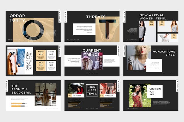 时尚行业主题PPT模板下载 Gliiterati : Fashion Powerpoint Presentation插图(2)