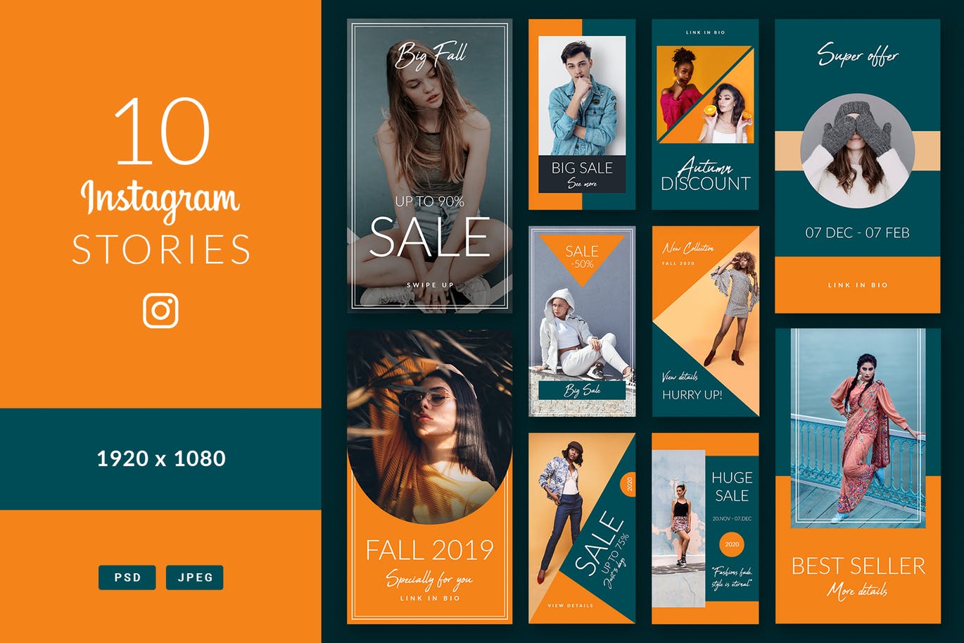 时尚促销活动主题Instagram贴图&品牌故事设计模板素材库精选 Fashion Sale – Instagram Posts & Stories插图(2)